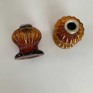 🍁🍂 Amber color glass candleholders, set of two